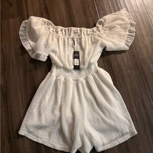 Fashion Nova Textured White Romper